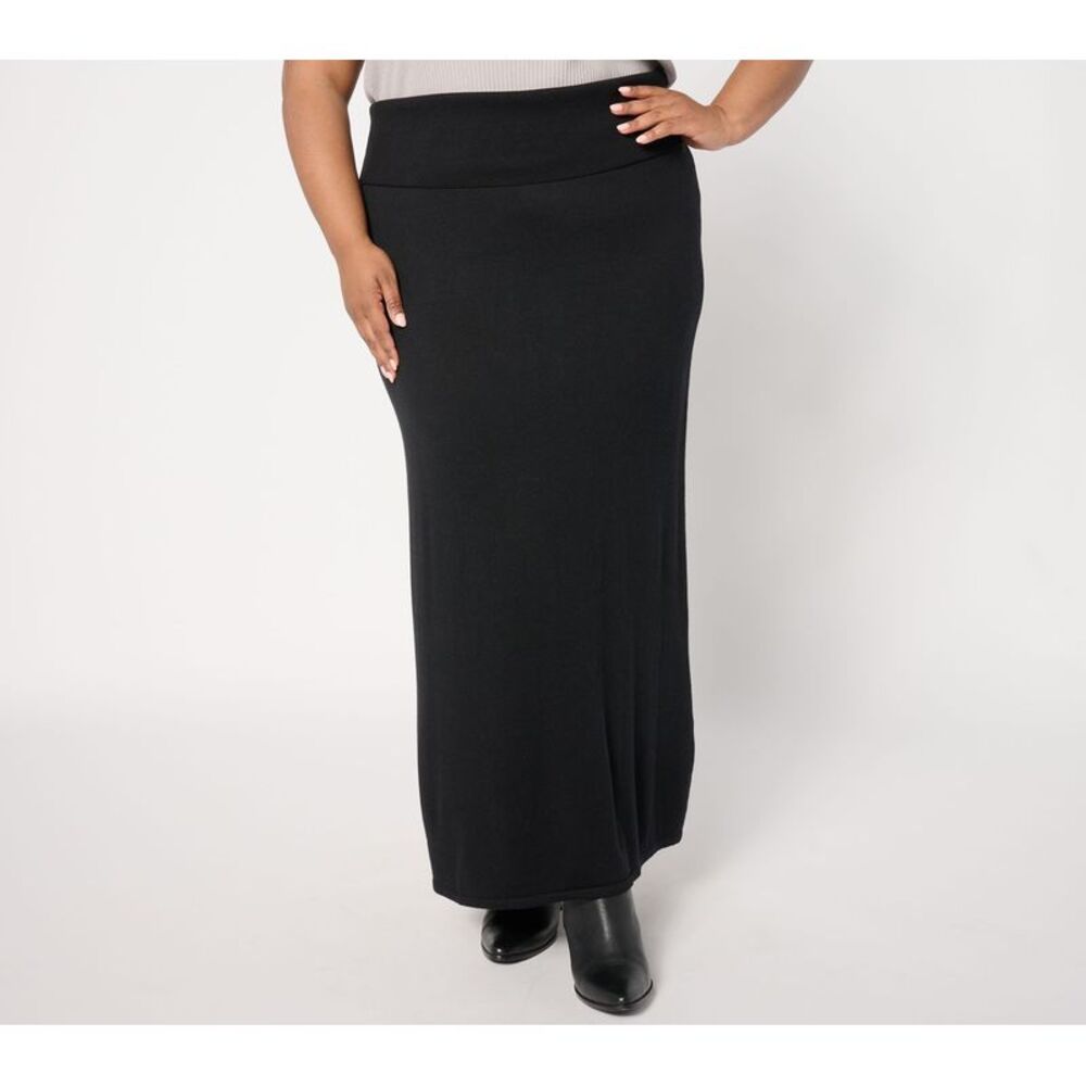Women with Control Black Maxi Stretch Skirt